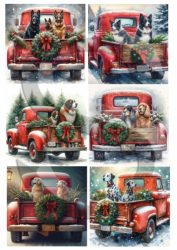 Karácsonyi piros autók és kutyusok