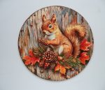 Őszi dekoratív fa tábla mókus 20cm